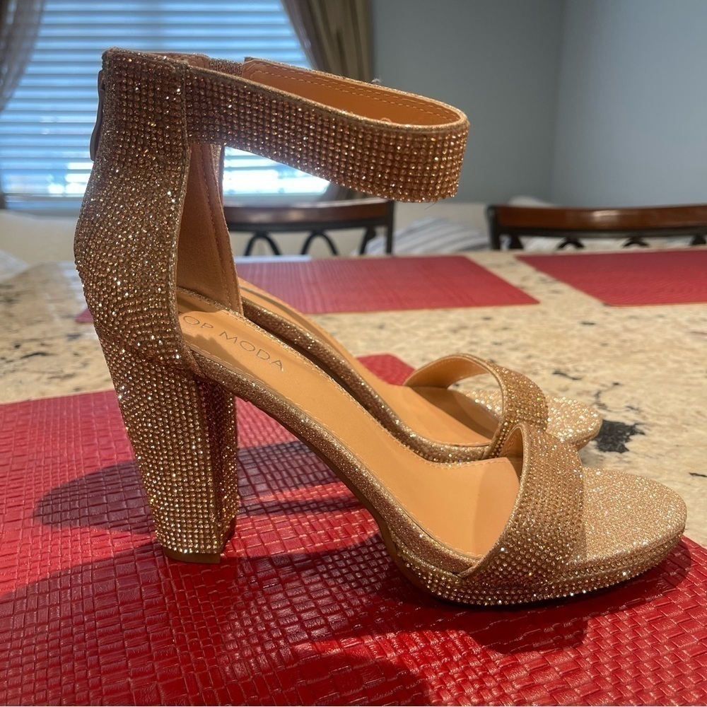 TOP Moda Platform High Heel Open Toe Dress Sandal Over The Toe Strap new size 10 - Picture 3 of 9